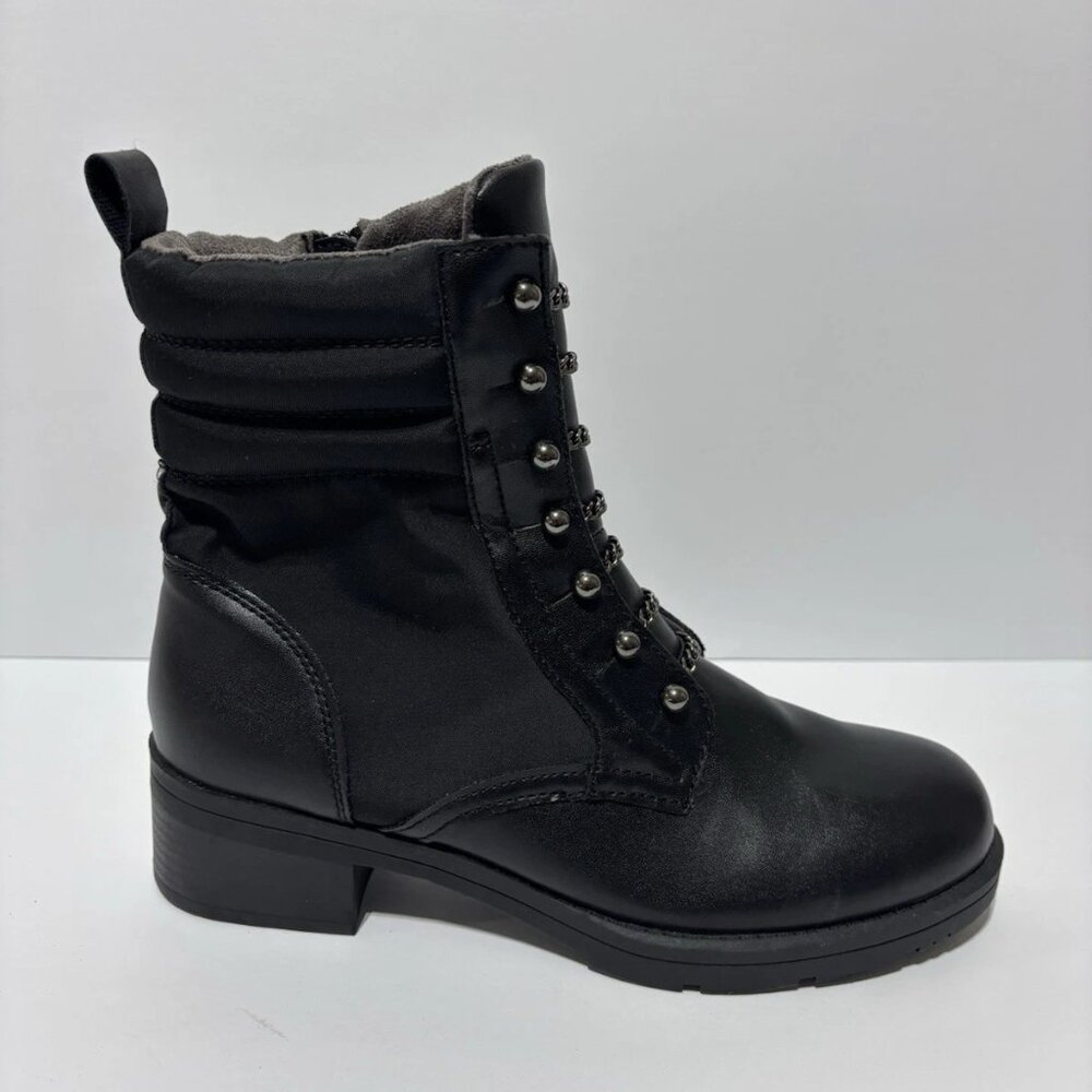 Adrienne Vittadini Women’s Davide Black Combat Boots, Size 8.5 M
